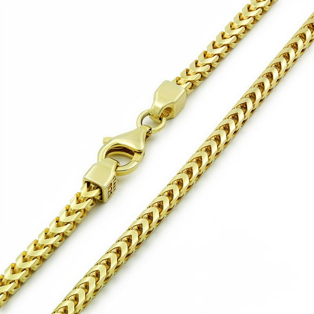 925 Italian Sterling Silver 5.5mm Solid Franco Chain 30 Yellow Gold Plated Square Box Link Necklace FREE Microfiber Cloth Giorgio Bergamo 925 Italian Sterling Silver 5.5mm Solid Franco Chain 30 Yellow Gold Plated Square Box Link Necklace FREE Microfiber Cloth Giorgio Bergamo